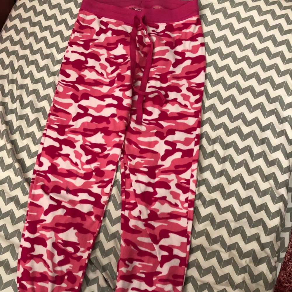 Pink camouflage pajama pants